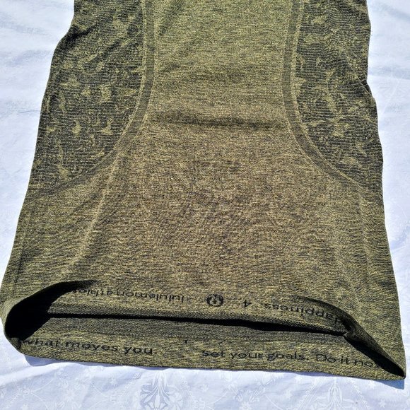Lululemon Swiftly Tech Short Sleeve Crew - Black / Brave Olive - Size 4 - Picture 4 of 16